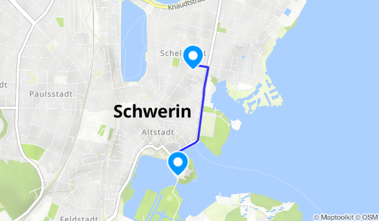 Kartenausschnitt Fahrradverleih Schwerintaxi